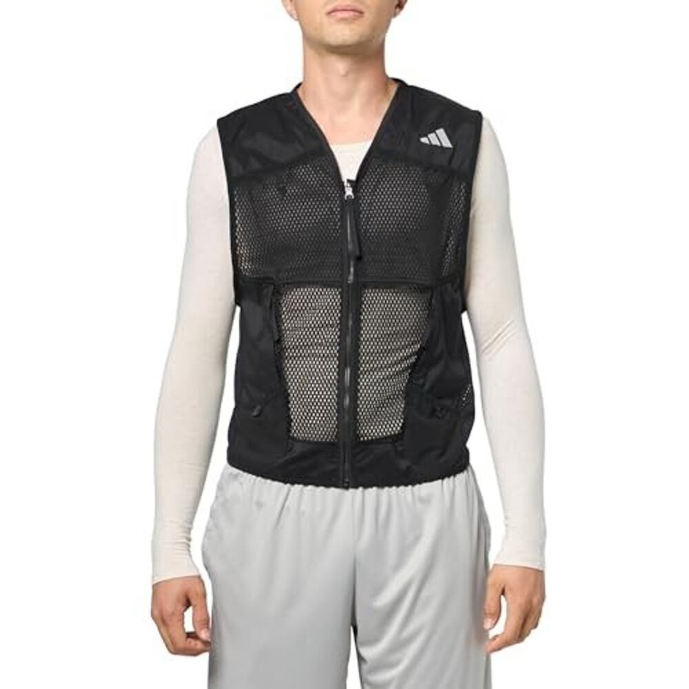 Mens Size S Adidas Running Jacket Vest Black Ultimate Pocket Outerwear JF1479
